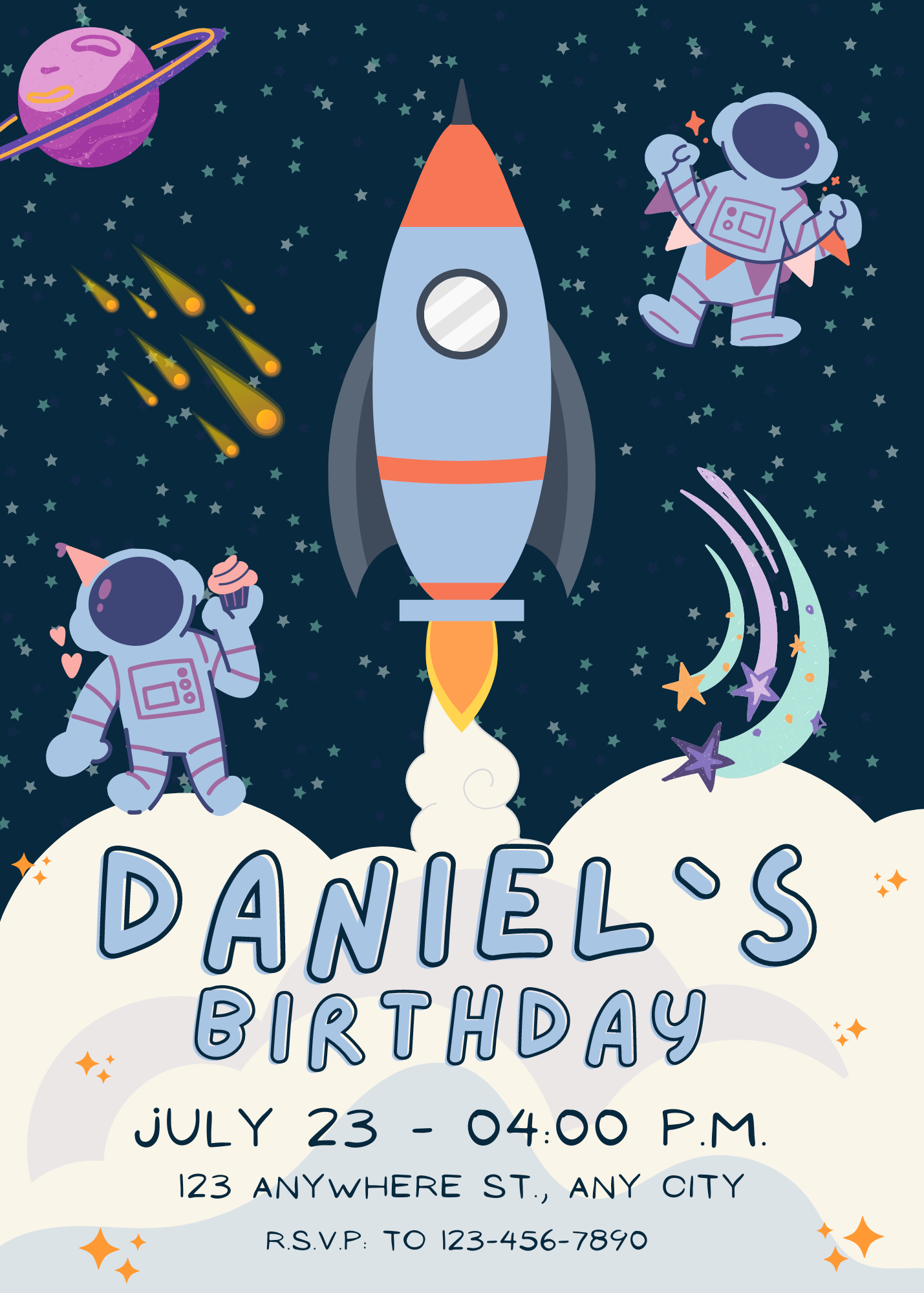 Spaceship Birthday Party Invitation - Digital copy