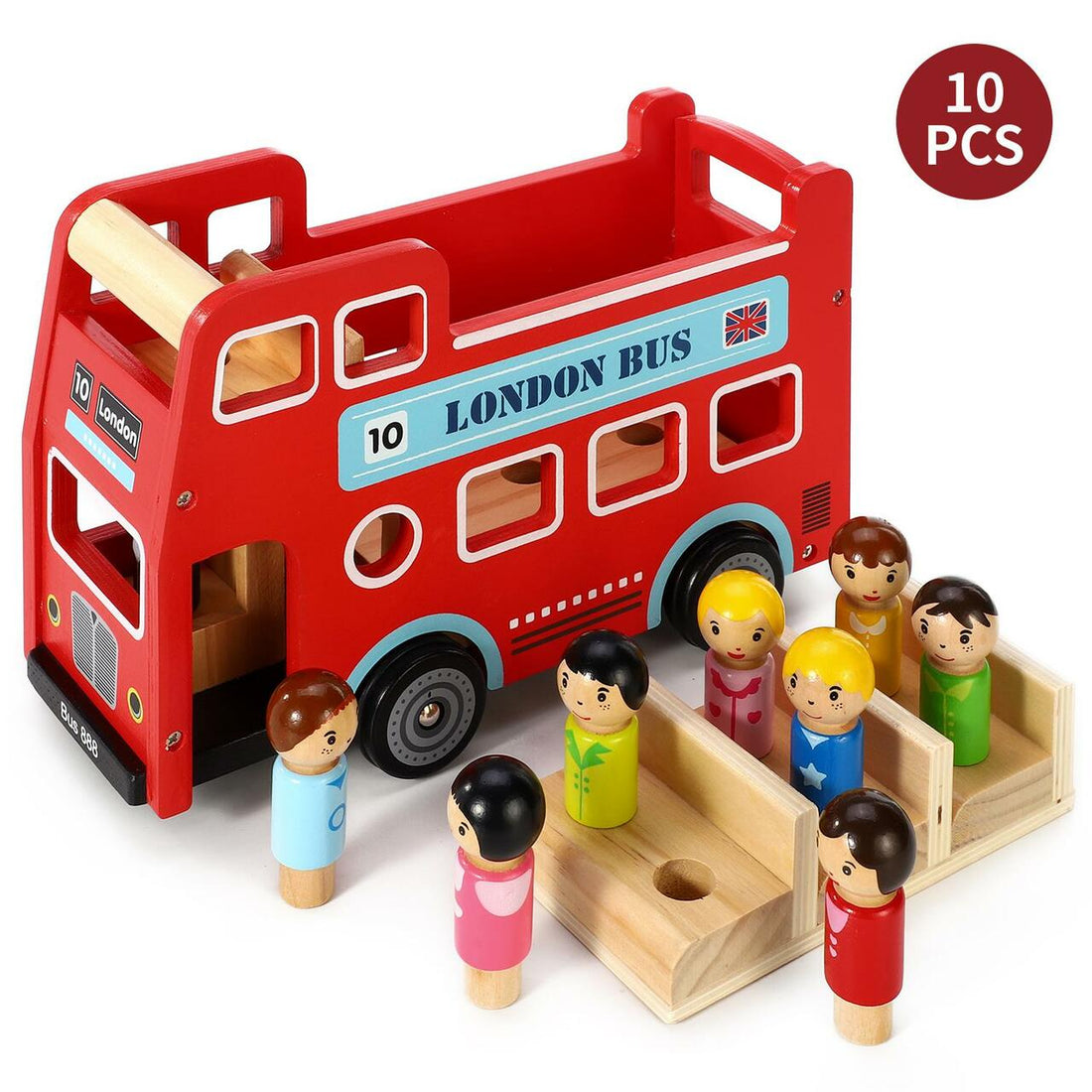 Personalised Wooden Original Double Decker Red Classic London Sightsee